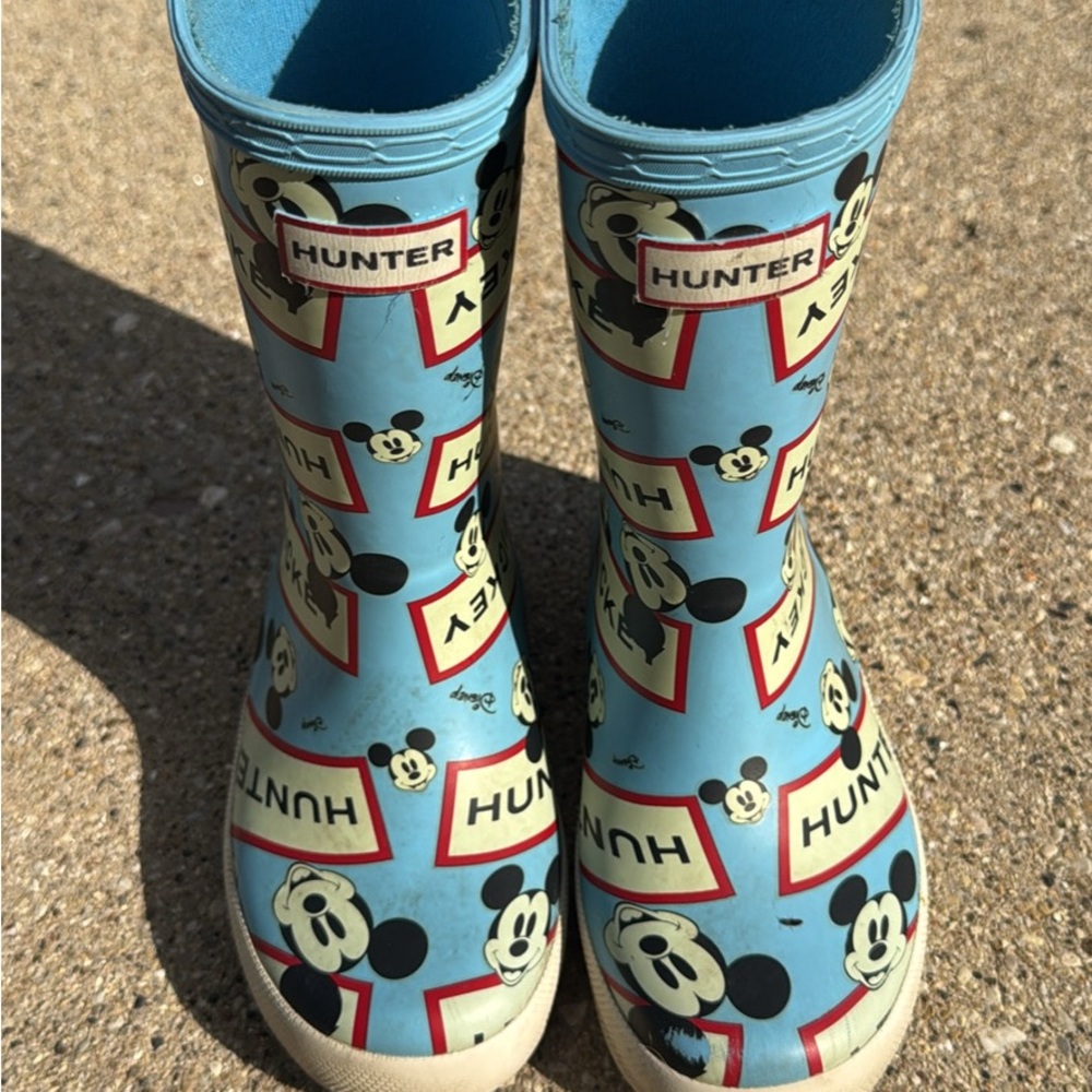Hunter Blue Mickey Mouse Patterned Boots